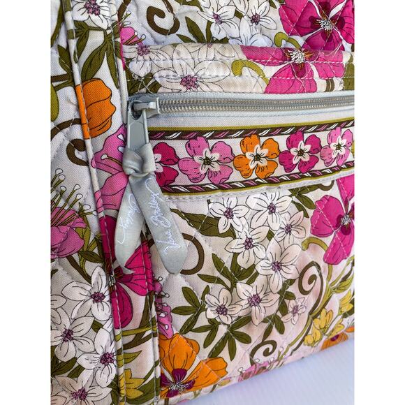 VERA BRADLEY Floral Tote with Coin Purse Wristlet Pink Orange Cottagecore Quilt - Picture 7 of 12